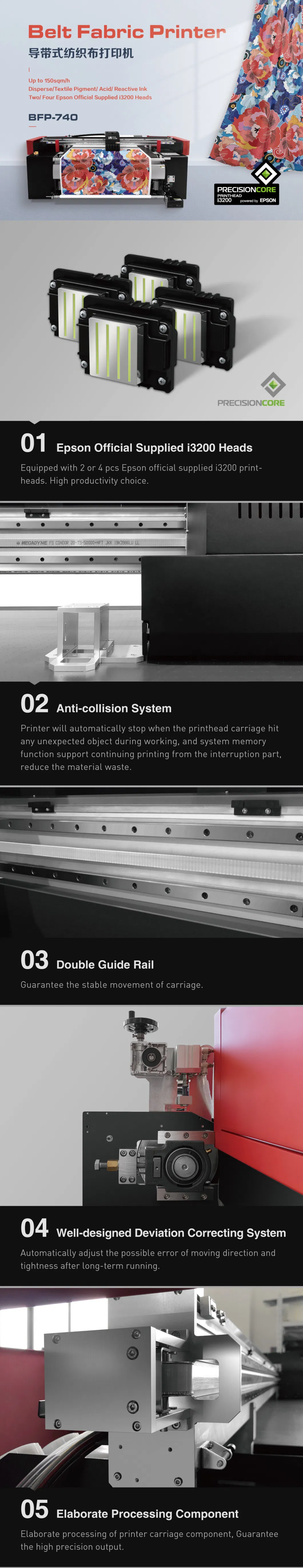 2021 Cost Effective 1.8 Meter Format 2/4 I3200 Head 2400 Dpi Direct to Fabric Digital Textile Belt Printer